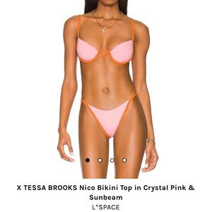 X TESSA BROOKS Nico Bikini Top and Bottom in Crystal Pink & Sunbeam
